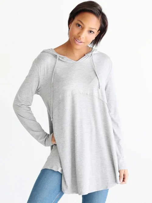 Heather Gray DLMN Oversized Swing Hoodie Top